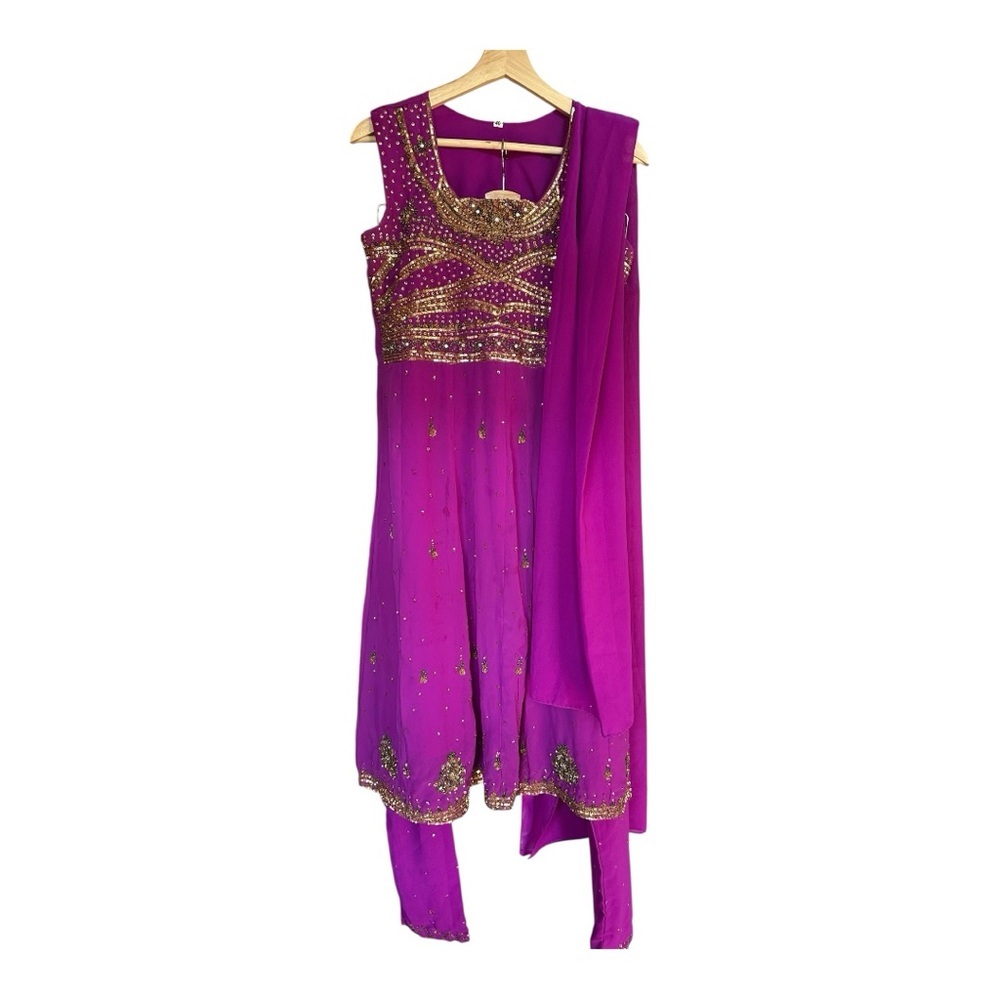 Vibrant Purple/Hot Pink Embellished Anarkali Suit